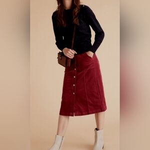 Vtg Corduroy maroon cottagecore midi skirt